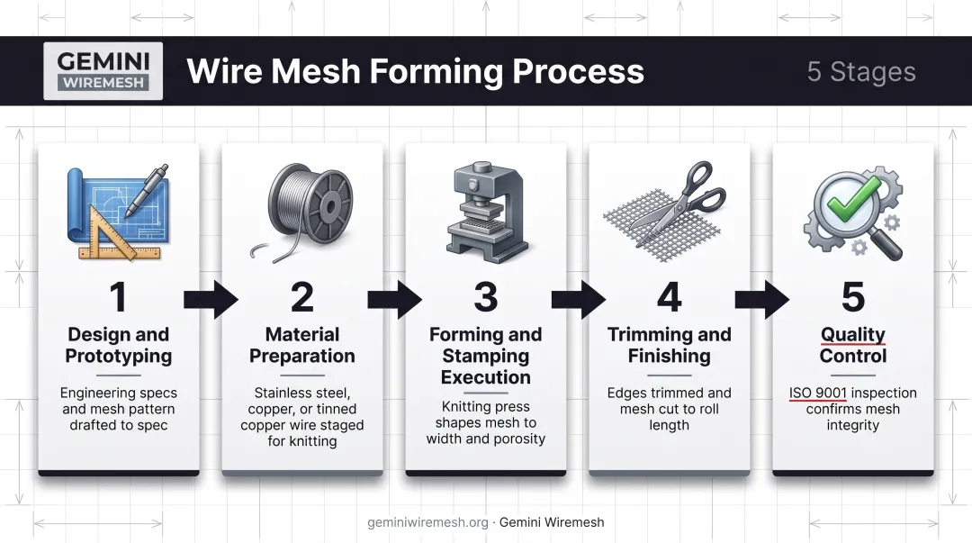 5-step wire mesh forming process from design to quality control