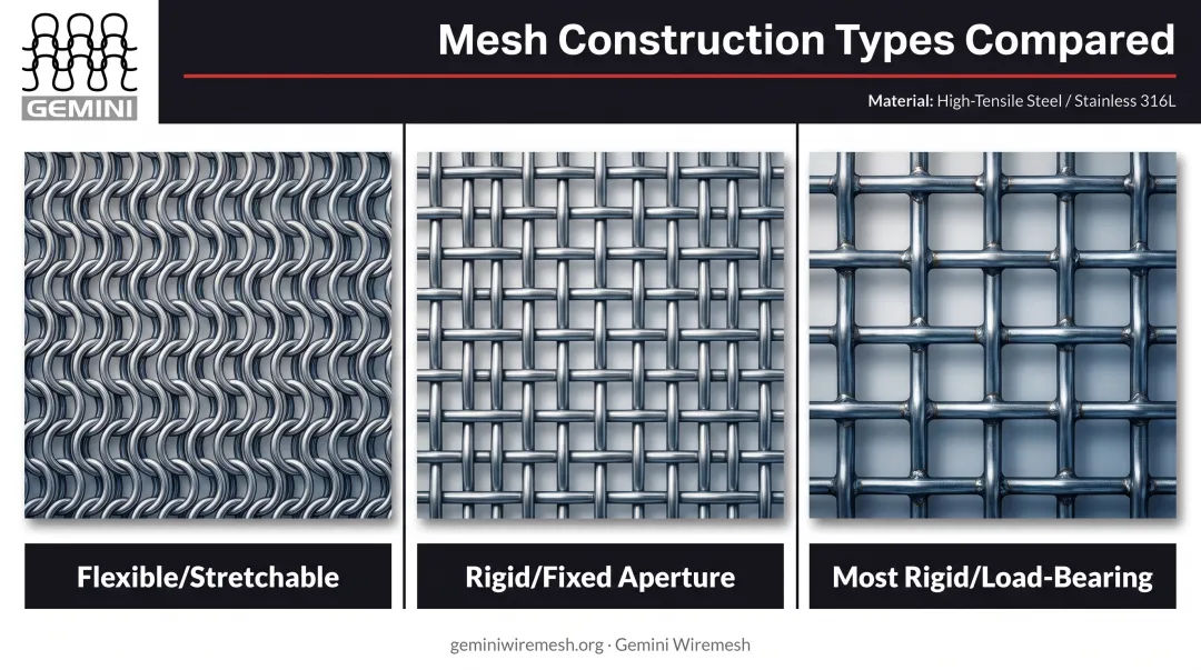 Knitted versus woven versus welded wire mesh construction comparison