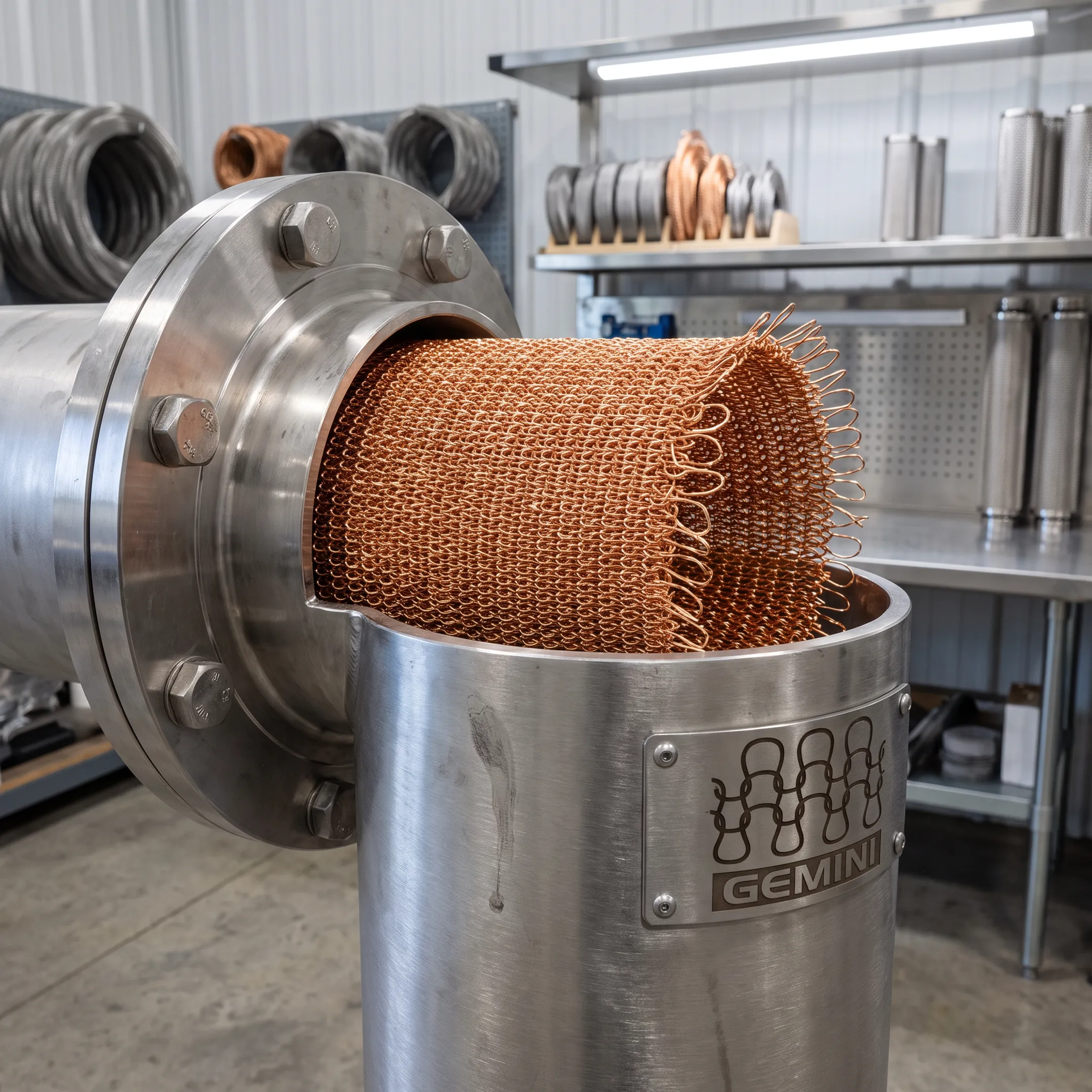 Industrial filtration unit with copper mesh