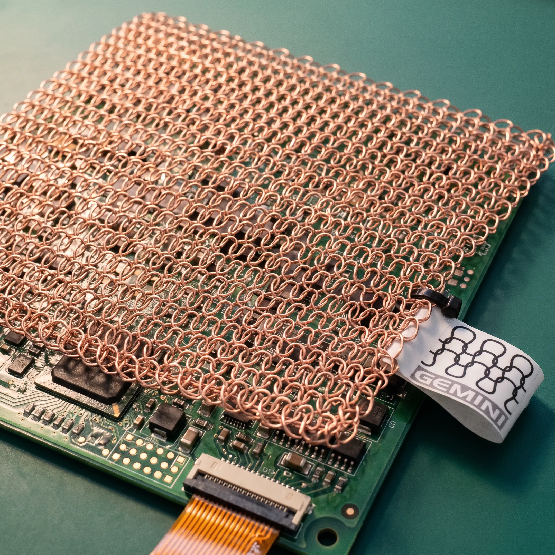 Copper mesh shielding electronic components