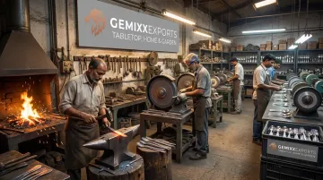 Gemixx Exports artisans crafting premium flatware in manufacturing facility