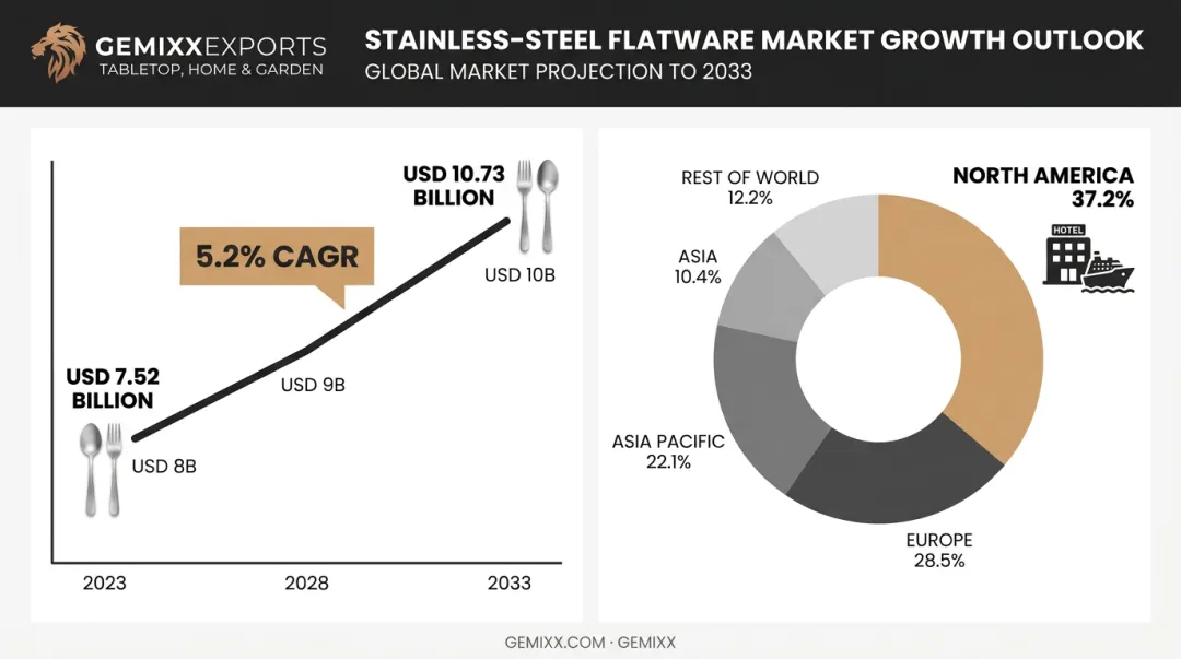 Stainless steel flatware market growth statistics from 2026 to 2033