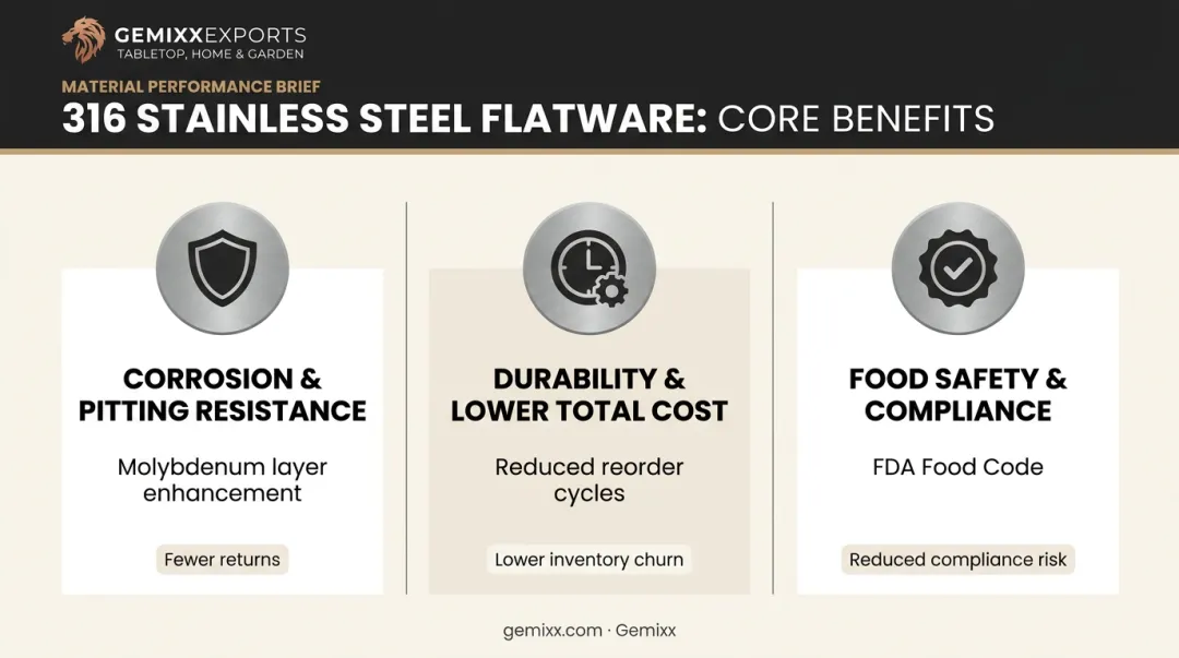 Three key advantages of 316 stainless steel flatware for commercial buyers