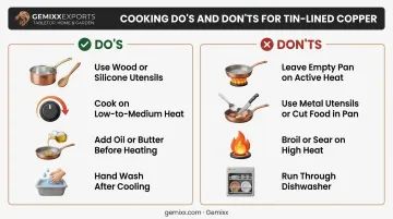 Dos and donts checklist for cooking with tin lined copper cookware