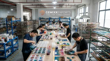 Hand-poured resin production facility crafting home decor pieces at volume