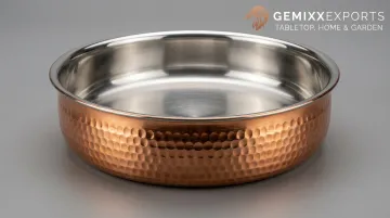 Gemixx Exports hand-hammered copper cookware with stainless steel interior