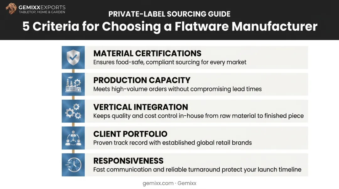Five criteria for evaluating flatware manufacturer reliability and quality