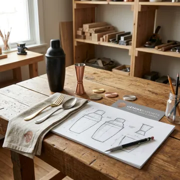 Artisan reviewing handcrafted wood product prototype