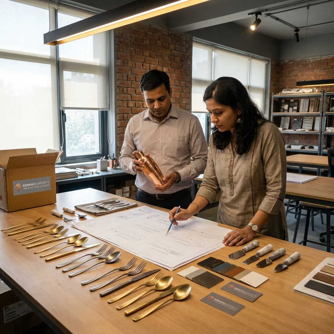 Tableware prototypes reviewed by a design team