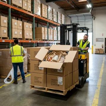 Warehousing and logistics facility with packed products