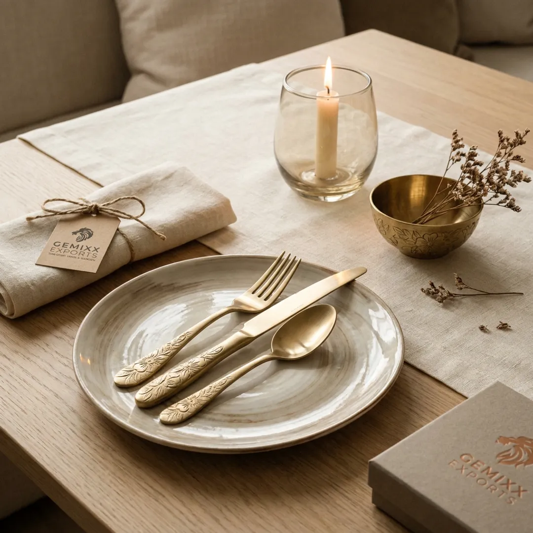 Luxury home decor floral flatware