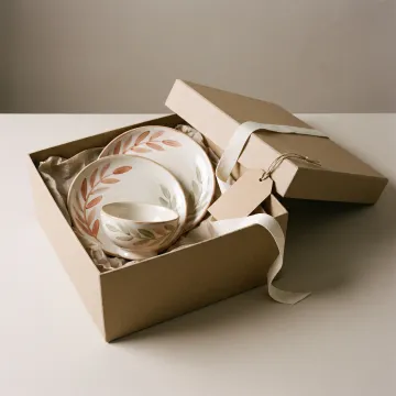 Corporate gift set of ceramic dishes