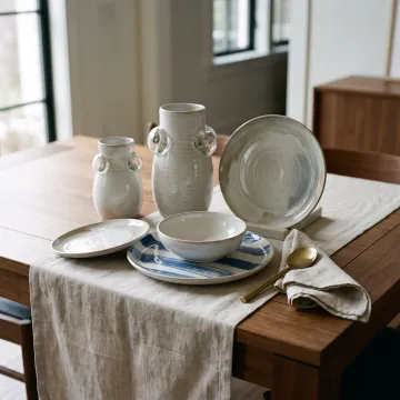 Interior design styled porcelain dinnerware
