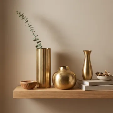 Gold vases as home decor accents