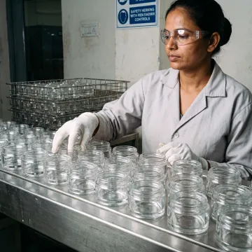 Cosmetics packaged in 2 oz glass jars