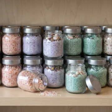 2 oz glass jars in retail home decor display