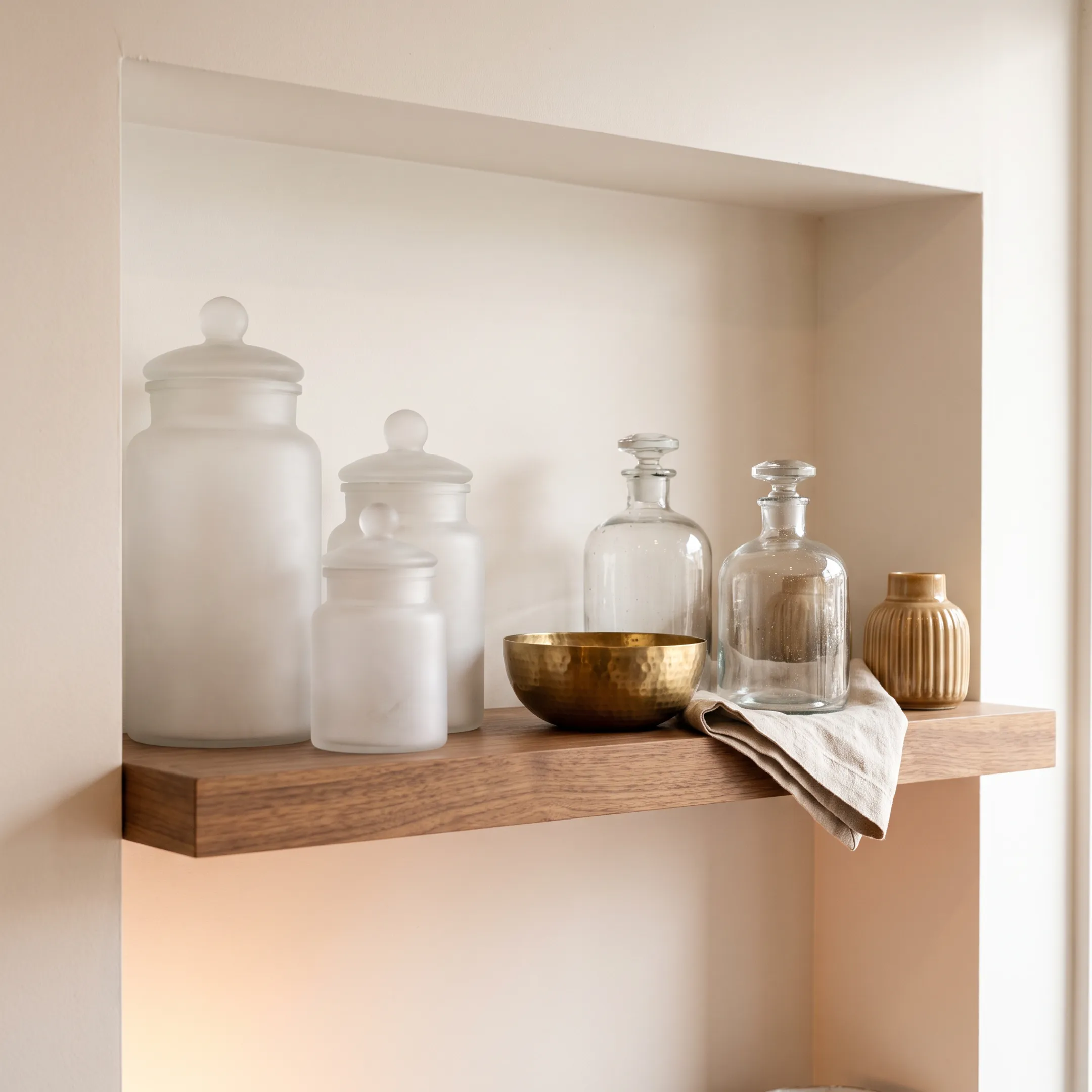 Glass vessels used in home decor styling