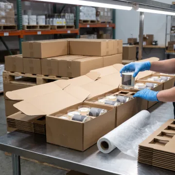 Private label candle jars packaged for retail shipment