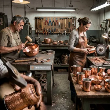 Artisans producing handcrafted tableware