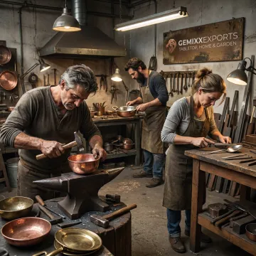 Artisan crafting handmade flatware in a workshop