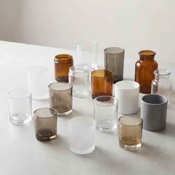Assorted glass candle jars ready for wholesale ordering