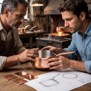Cookware prototype being reviewed