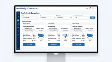 GetAFreightQuote.com platform dashboard comparing reefer carrier rates and network
