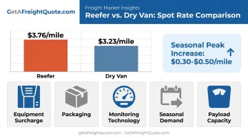 Reefer versus dry van freight rate cost comparison and pricing drivers chart