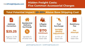 Common shipping accessorial fees breakdown with percentage impact on base rates