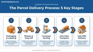 5-step parcel delivery process from labeling to last-mile delivery