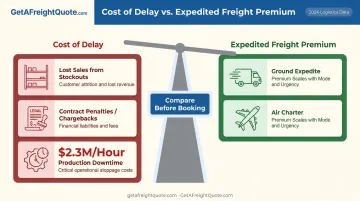 Cost of shipping delay versus expedited freight premium comparison chart
