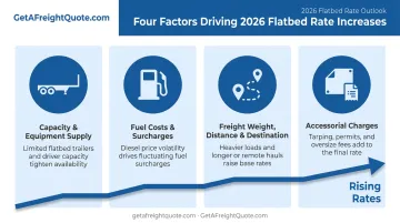 Four factors driving flatbed freight rate increases infographic
