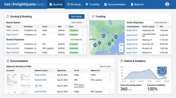 TMS dashboard interface showing shipment tracking and documentation records