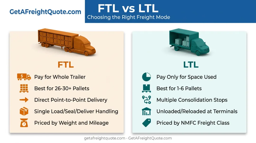 FTL versus LTL freight shipping cost and handling comparison chart