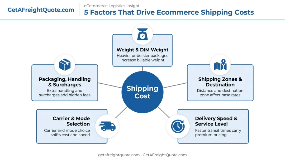 Five key factors affecting ecommerce shipping cost breakdown chart
