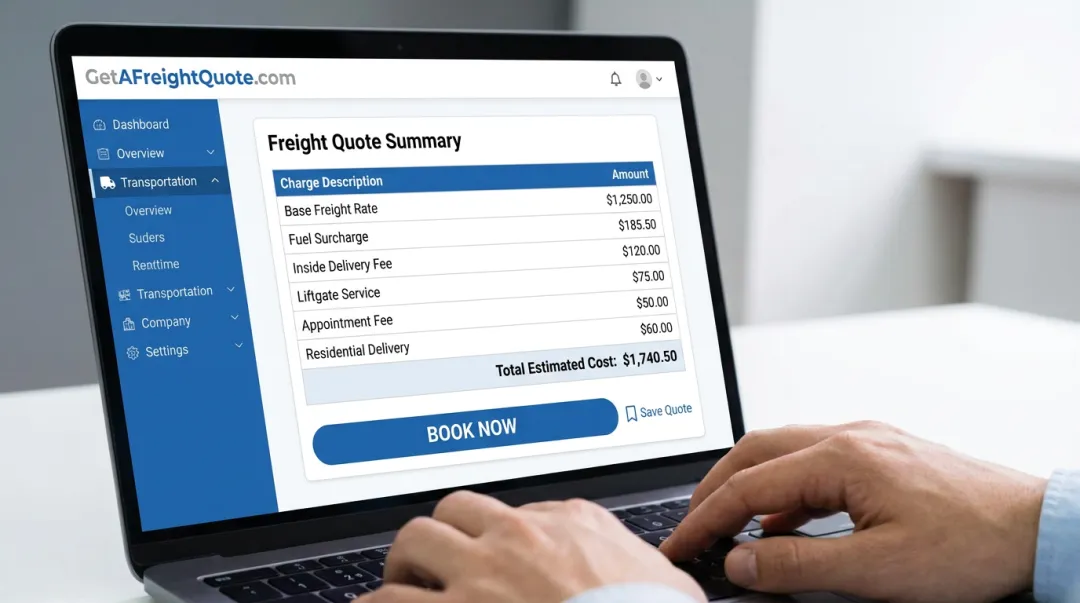 TMS platform dashboard displaying transparent freight rates and accessorial charges