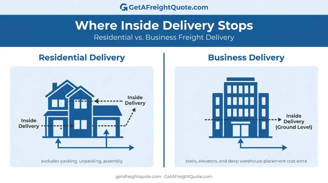 Residential versus business inside delivery service scope comparison diagram