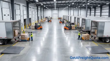 Old Dominion Freight Line service center facility with multiple loading docks and trailers