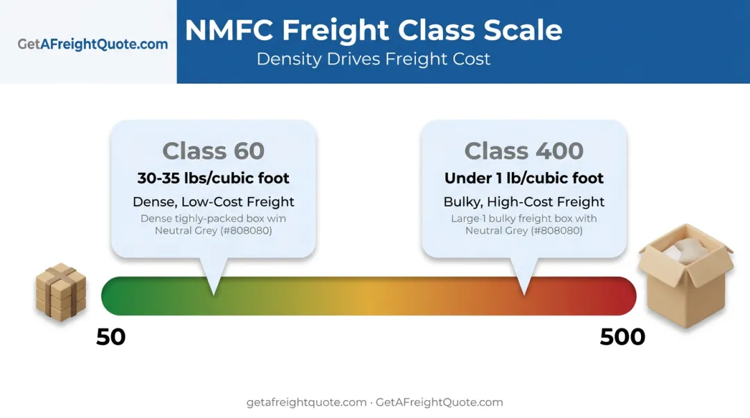 NMFC freight class density scale determining LTL shipping rates