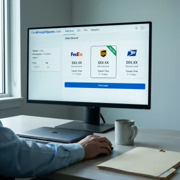 Online dashboard comparing parcel carrier rates