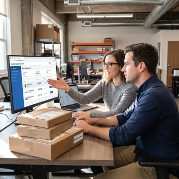 Team comparing international parcel carrier rates