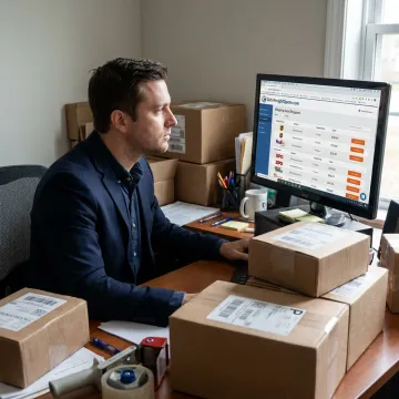 Business owner using multi-carrier shipping software