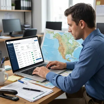 Logistics professional coordinating a truckload shipment