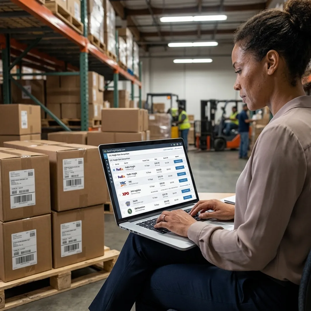 Freight manager comparing LTL carrier rates online