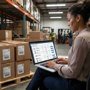 Freight manager comparing LTL carrier rates online