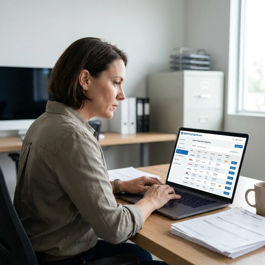 Logistics manager comparing heavy equipment freight rates