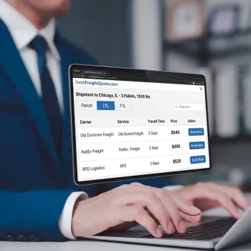 Shipping dashboard showing carrier rate comparisons