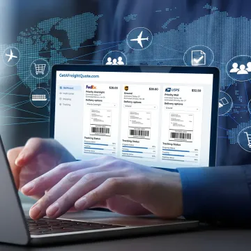 Parcel shipping dashboard with carrier rate comparisons