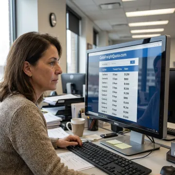 Business shipper comparing freight carrier rates online
