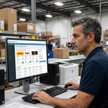 Shipping manager comparing international carrier rates